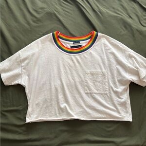 Abercrombie & Fitch white crop with Rainbow Collar - super cute worn once